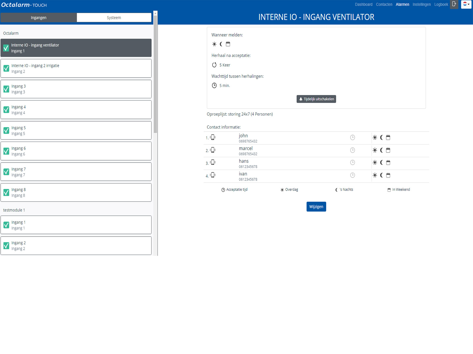 Instellen en beheer op afstand Octalarm-Touch alarmmelder via portal